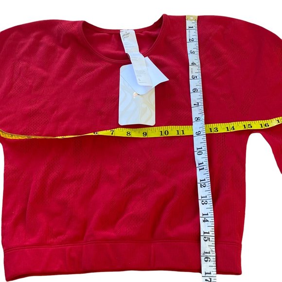 NWT Fabletics Addison SculptKnit LARGE Long-Sleeve Crop Top Red Stretch MSRP$50 - Picture 8 of 13